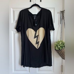 Torrid Black Studded Heart Tee NWT size 2X